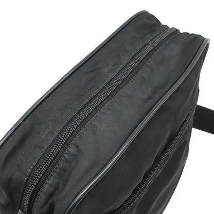 Prada Shoulder Bag Crossbody Nylon Leather Nero Black Silver — view 5
