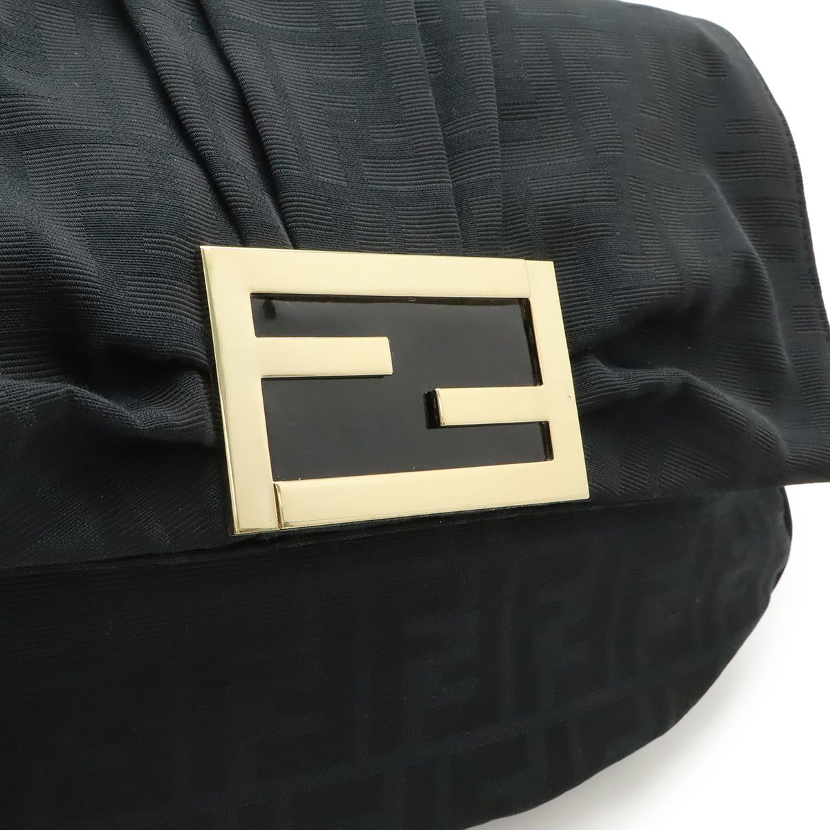 Fendi Shoulder Bag Chain Zucca Pattern Canvas Black Gold — view 8