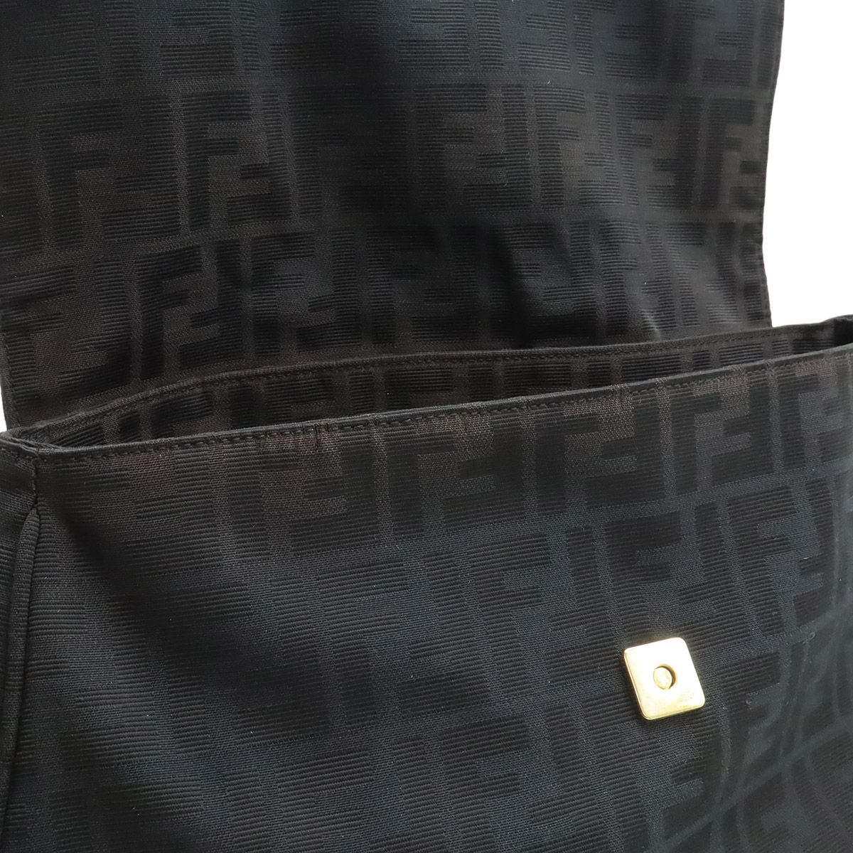 Fendi Shoulder Bag Chain Zucca Pattern Canvas Black Gold — view 6
