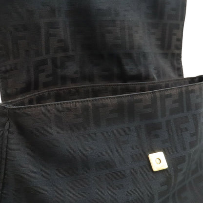 Fendi Shoulder Bag Chain Zucca Pattern Canvas Black Gold — view 6