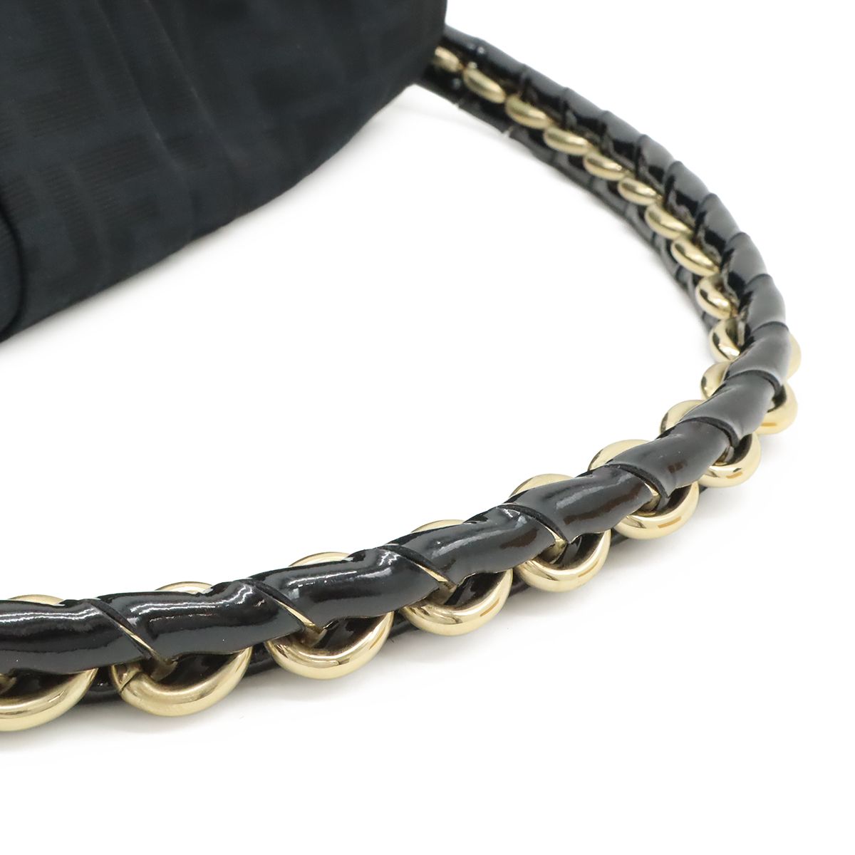 Fendi Shoulder Bag Chain Zucca Pattern Canvas Black Gold — view 5