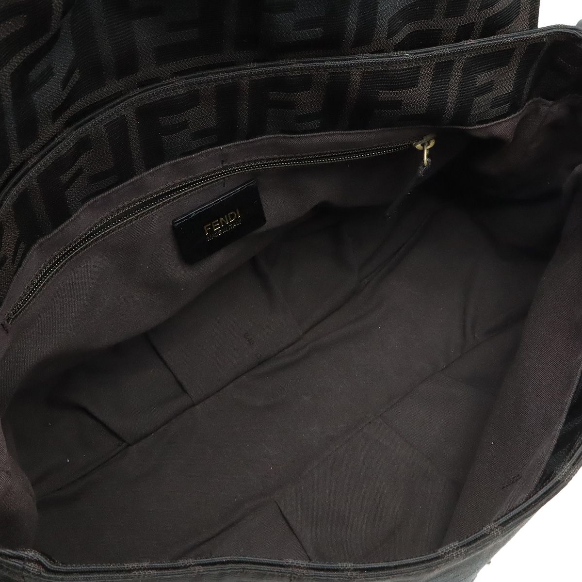 Fendi Shoulder Bag Chain Zucca Pattern Canvas Black Gold — view 7