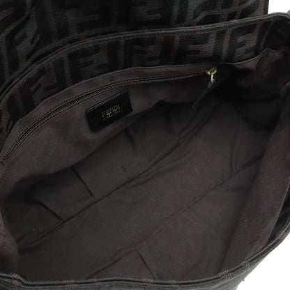 Fendi Shoulder Bag Chain Zucca Pattern Canvas Black Gold — view 7