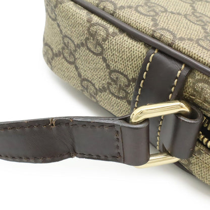 Gucci GG Plus Supreme Shoulder Bag Crossbody Pochette Leather Khaki Beige Dark — view 7