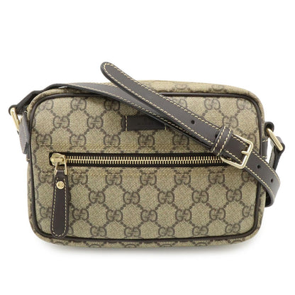 Gucci GG Plus Supreme Shoulder Bag Crossbody Pochette Leather Khaki Beige Dark