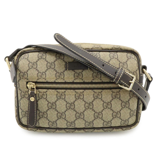 Gucci GG Plus Supreme Shoulder Bag Crossbody Pochette Leather Khaki Beige Dark