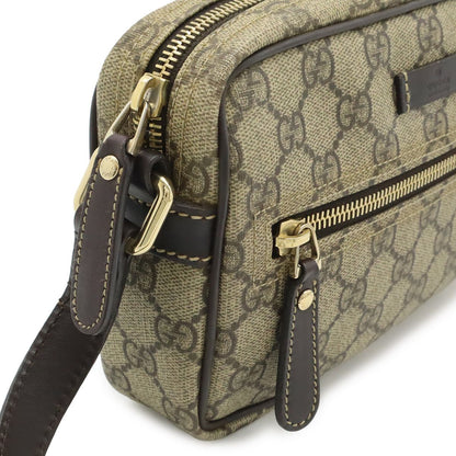 Gucci GG Plus Supreme Shoulder Bag Crossbody Pochette Leather Khaki Beige Dark — view 4