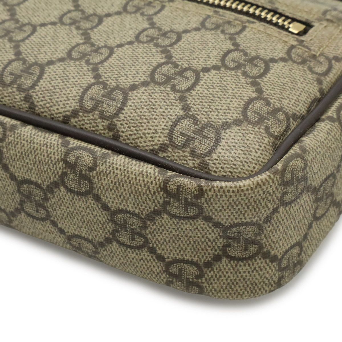 Gucci GG Plus Supreme Shoulder Bag Crossbody Pochette Leather Khaki Beige Dark — view 3