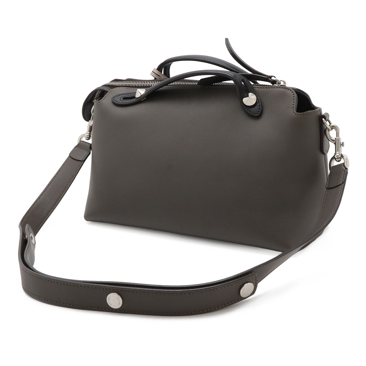 Fendi by the Way 2-Way Shoulder Bag Leather Gray Black Silver — view 2