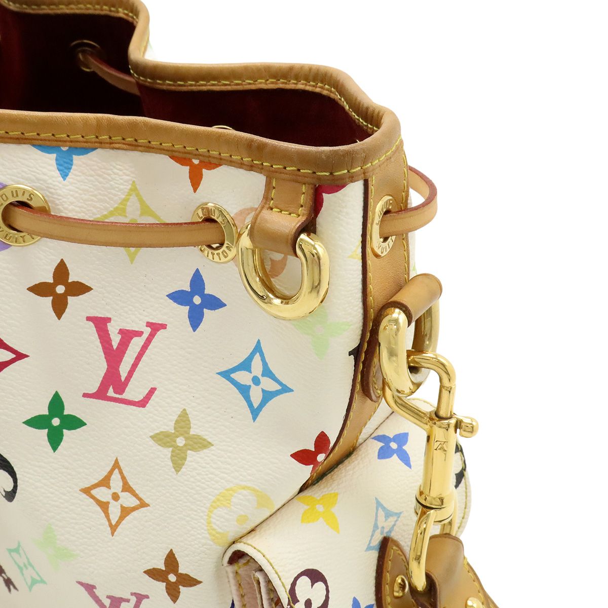 Louis Vuitton Monogram Multicolor Petit Noe Shoulder Bag Drawstring Blanc White — view 6