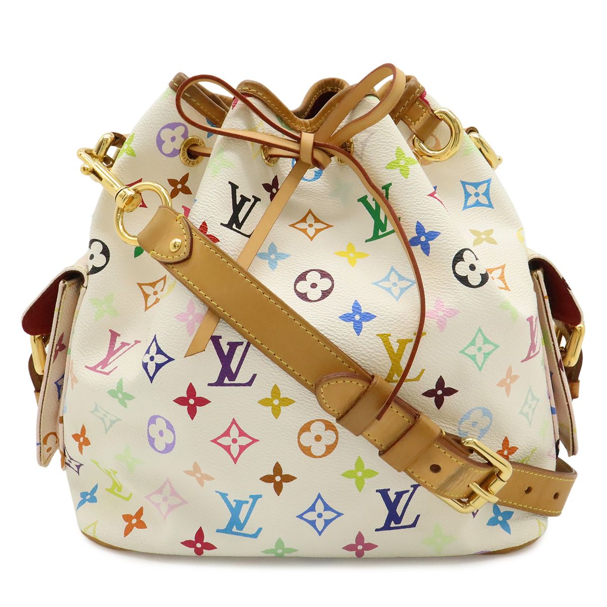 Louis Vuitton Monogram Multicolor Petit Noe Shoulder Bag Drawstring Blanc White