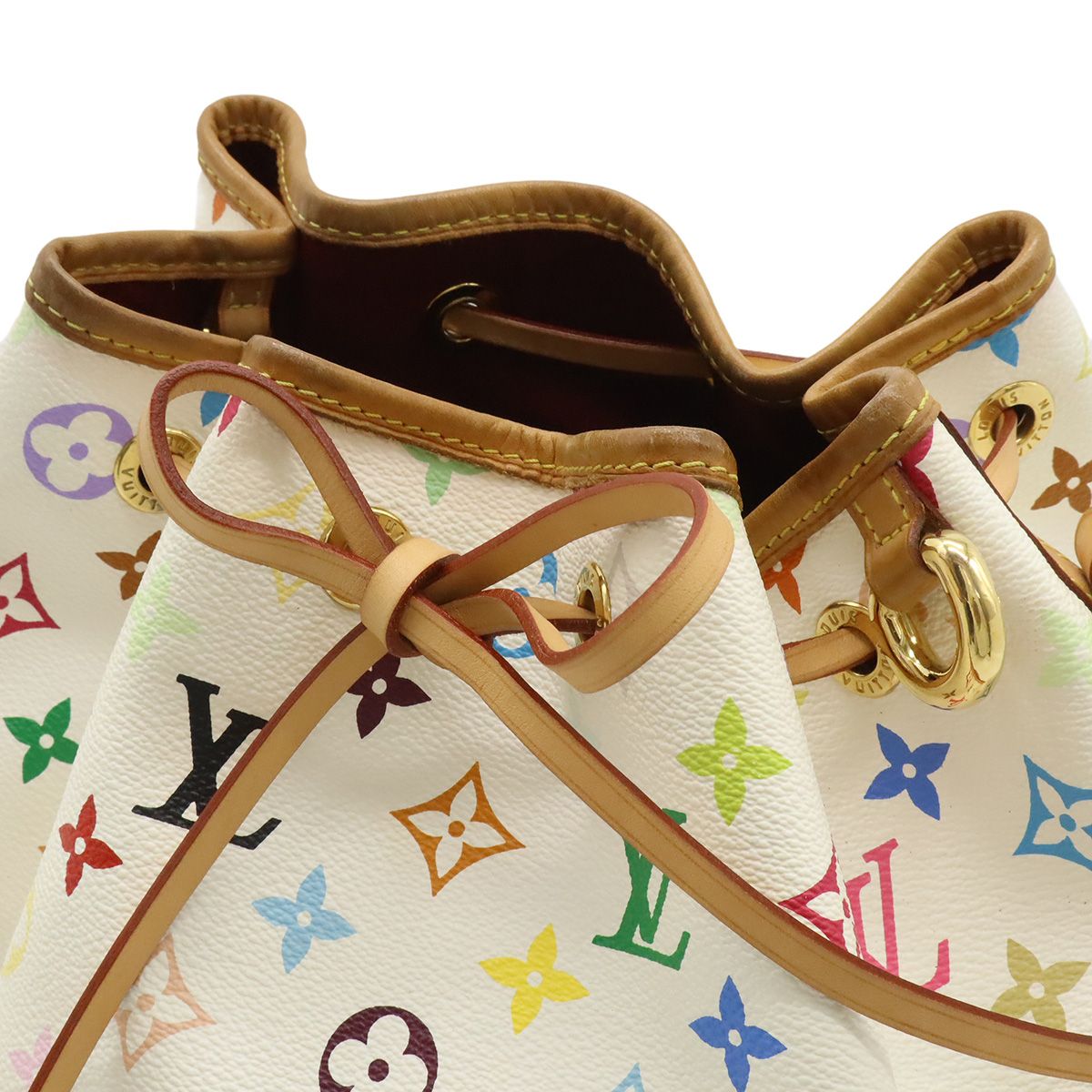 Louis Vuitton Monogram Multicolor Petit Noe Shoulder Bag Drawstring Blanc White — view 4