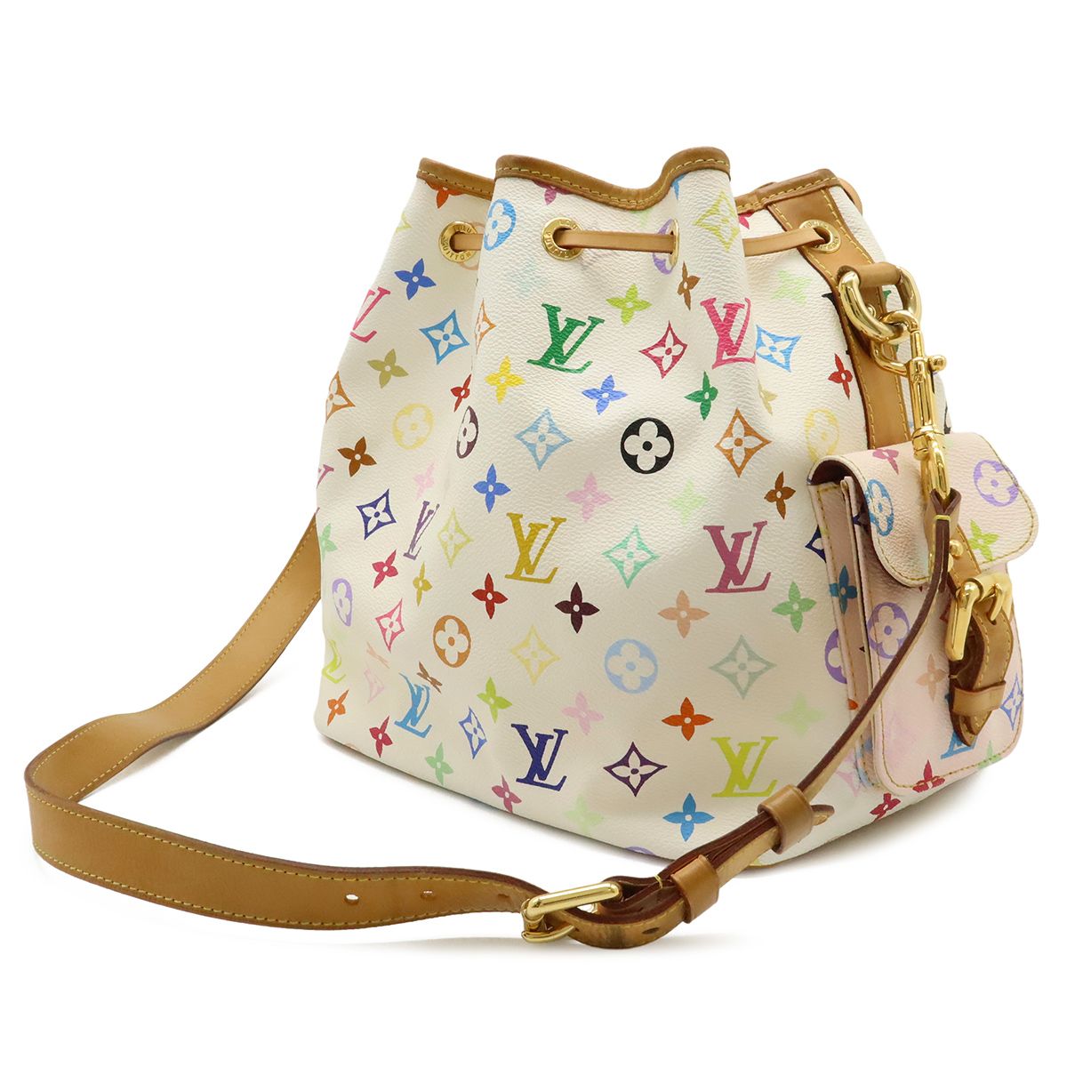 Louis Vuitton Monogram Multicolor Petit Noe Shoulder Bag Drawstring Blanc White — view 2