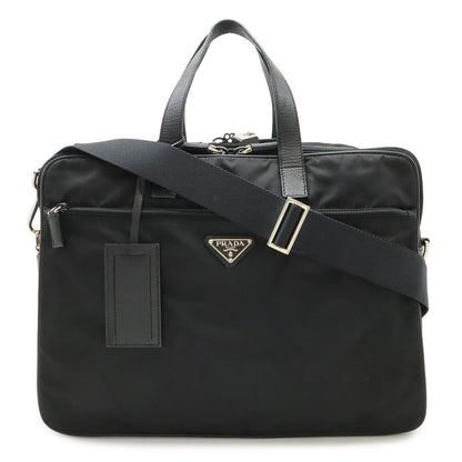 Prada Triangle Logo Business Briefcase 2-Way Shoulder Bag Nylon Nero Black