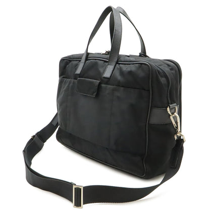 Prada Triangle Logo Business Briefcase 2-Way Shoulder Bag Nylon Nero Black — view 2