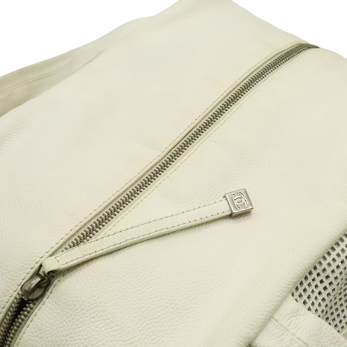 Chanel CC Logo Mini Bag Perforated Mesh Leather Ivory White — view 5