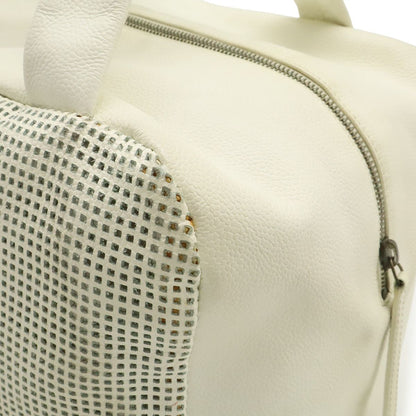 Chanel CC Logo Mini Bag Perforated Mesh Leather Ivory White — view 8