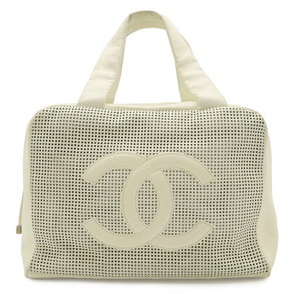 Chanel CC Logo Mini Bag Perforated Mesh Leather Ivory White