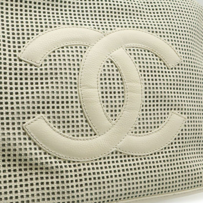 Chanel CC Logo Mini Bag Perforated Mesh Leather Ivory White — view 9