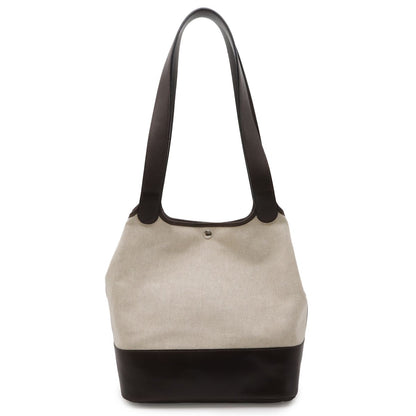 Hermes Picotin GM Long Shoulder Tote Bag Canvas Leather Natural Dark Brown