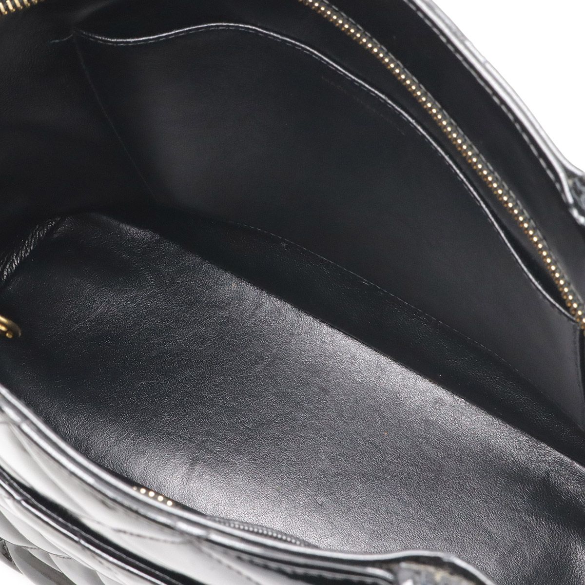 Chanel Quilted CC Logo Medallion Tote Shoulder Bag Enamel Leather Black Gold — view 7