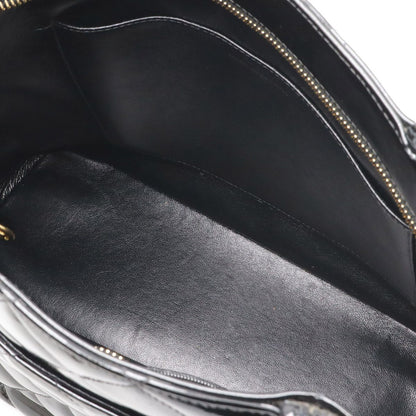 Chanel Quilted CC Logo Medallion Tote Shoulder Bag Enamel Leather Black Gold — view 7