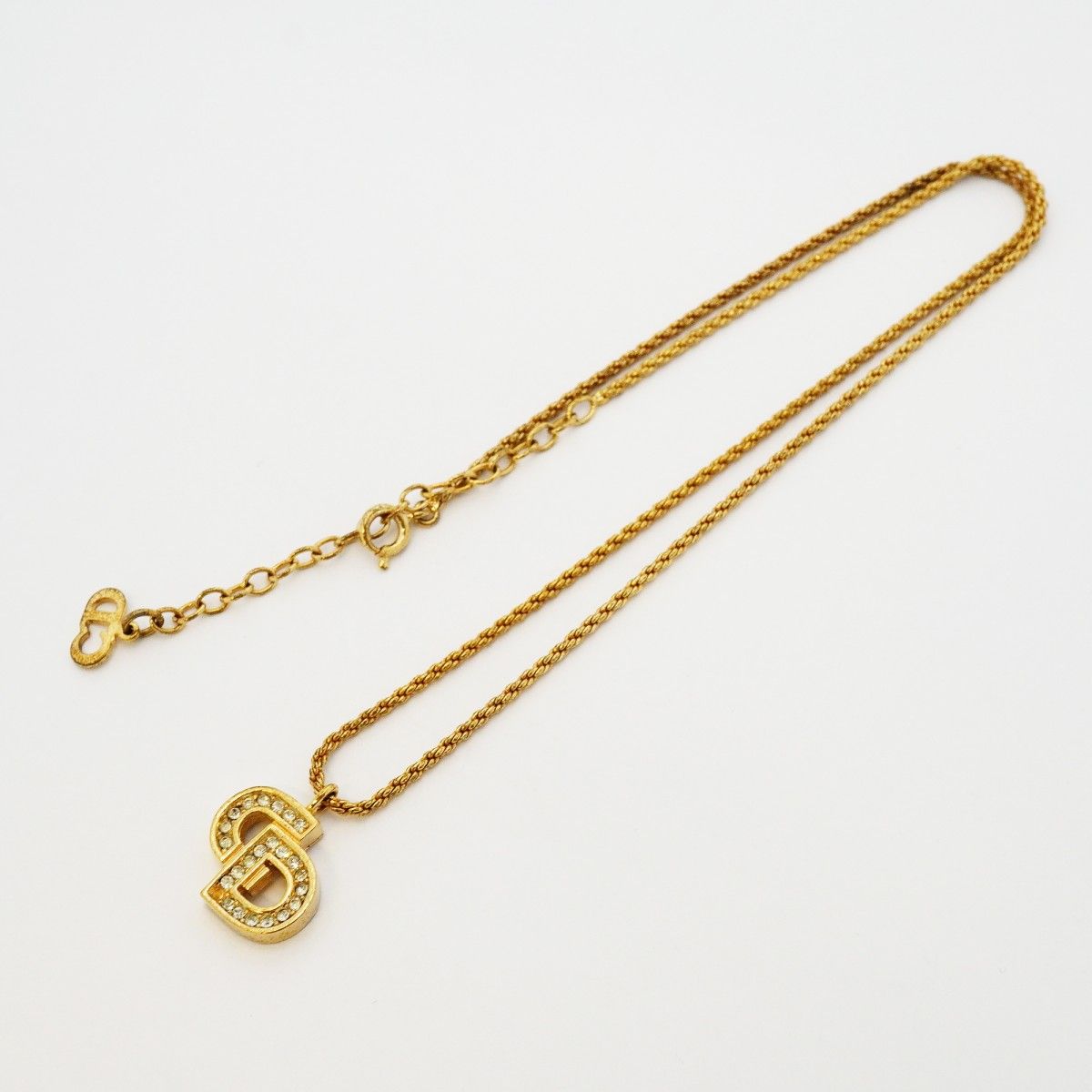 Dior Necklace CD Logo Gold Plated Line Stone — view 3