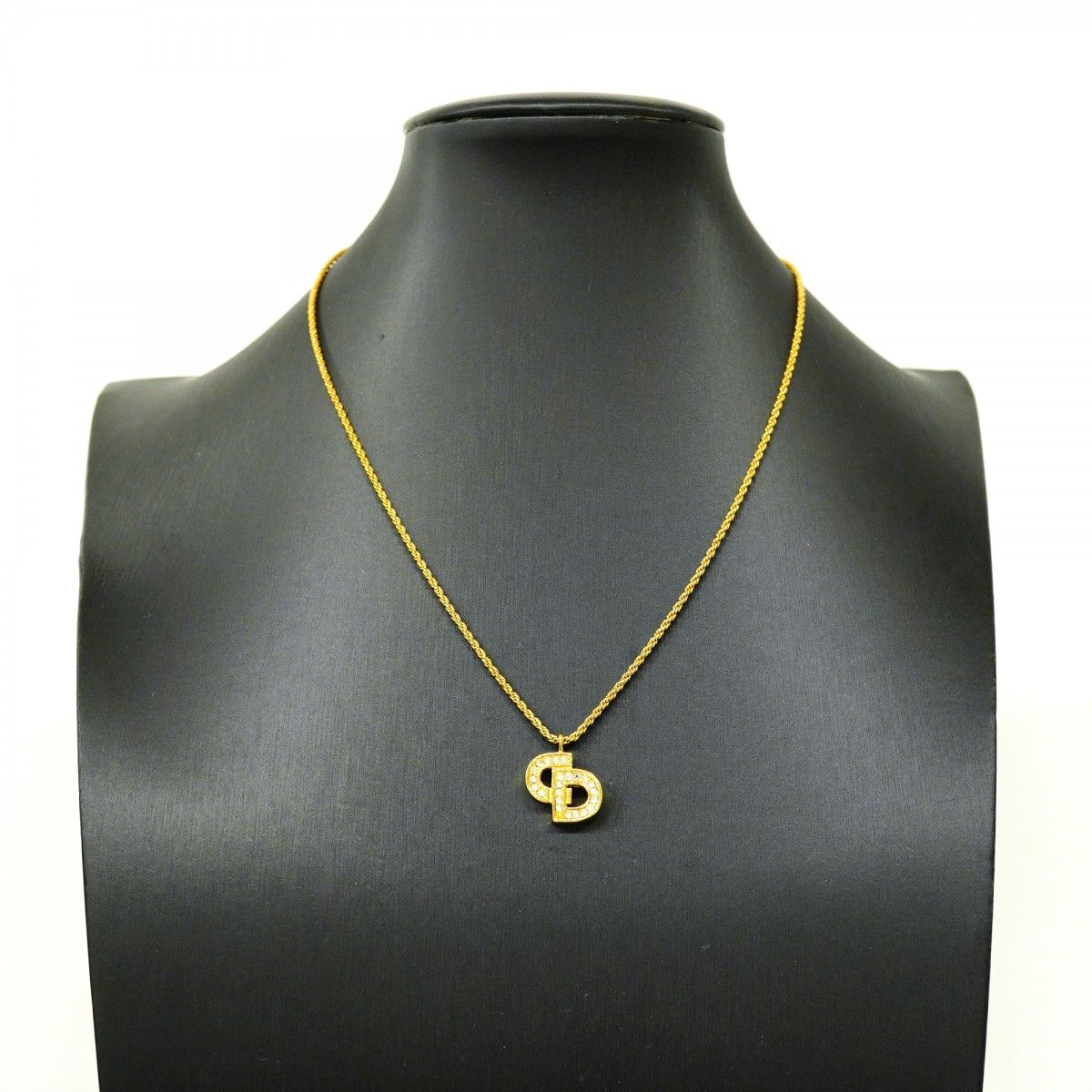 Dior Necklace CD Logo Gold Plated Line Stone — view 7