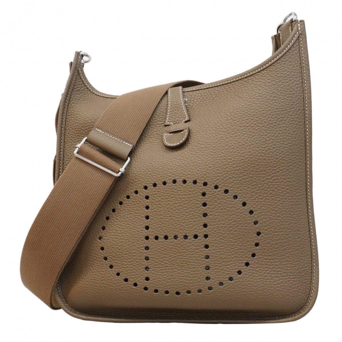 Hermes Shoulder Bag Evelyne Taurillon Clemence Etoupe