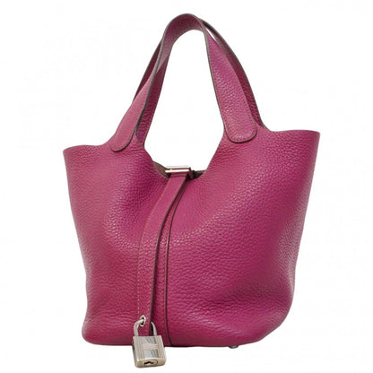 Hermes Handbag Picotin Lock PM Taurillon Clemence Tosca Silver