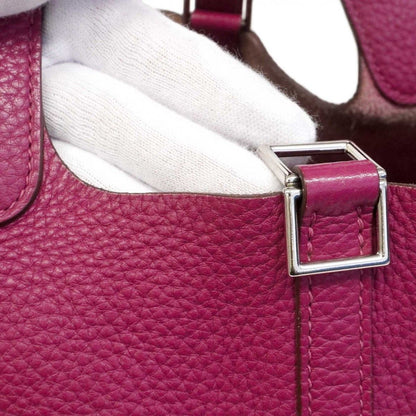 Hermes Handbag Picotin Lock PM Taurillon Clemence Tosca Silver — view 7