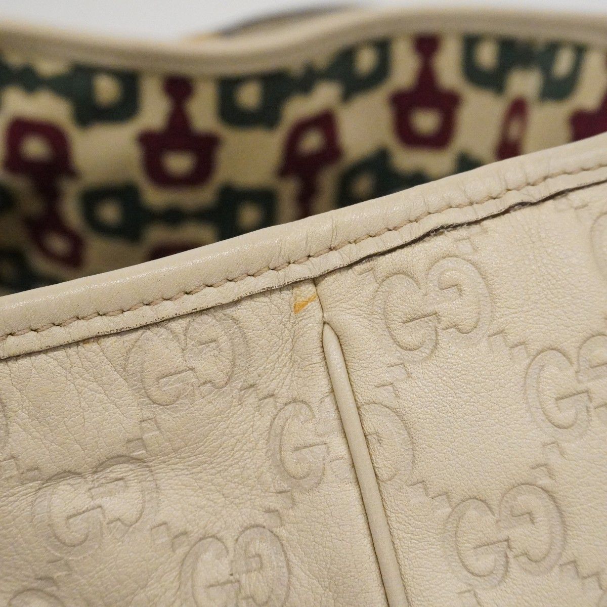 Gucci Tote Guccissima Leather Ivory Chien Pants Gold — view 9