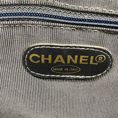 Chanel Chain Tote Triple Coco Caviar Leather Navy Gold — view 5