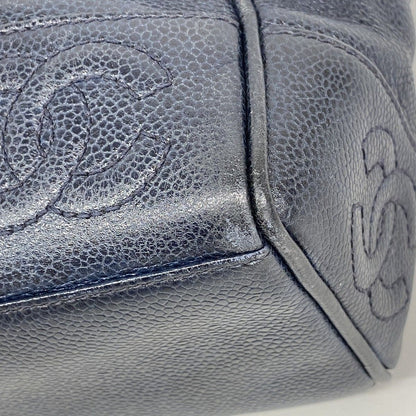 Chanel Chain Tote Triple Coco Caviar Leather Navy Gold — view 6