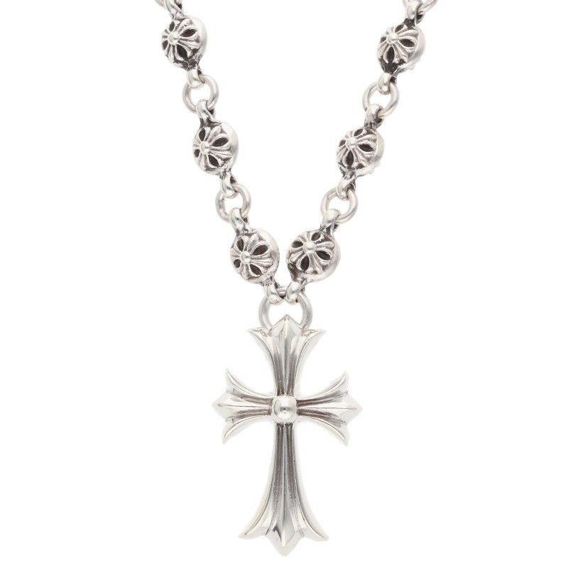 Chrome Hearts 1 Crsbl Chn Sml CH Crs Cross Ball Chain Small CH Silver Necklace