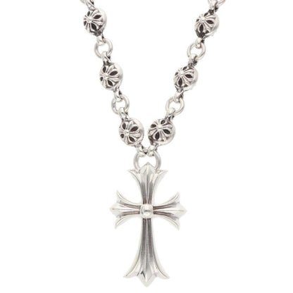Chrome Hearts 1 Crsbl Chn Sml CH Crs Cross Ball Chain Small CH Silver Necklace