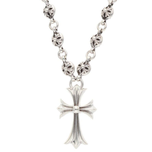 Chrome Hearts 1 Crsbl Chn Sml CH Crs Cross Ball Chain Small CH Silver Necklace