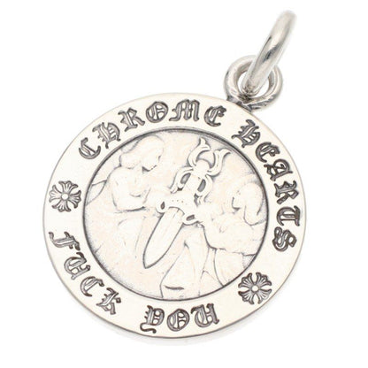 Chrome Hearts Chrm Angl Mdl Angel Medal Charm V1 Silver Necklace Top