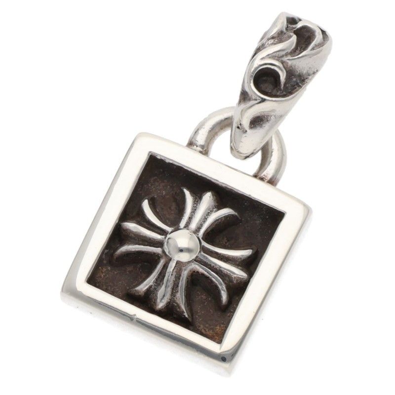 Chrome Hearts Framed CH Plus Charm Silver Necklace Top