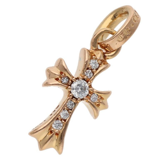 Chrome Hearts 22k Crs Baby Fat P Dmnd Fat Pave Diamond Charm Gold Necklace Top