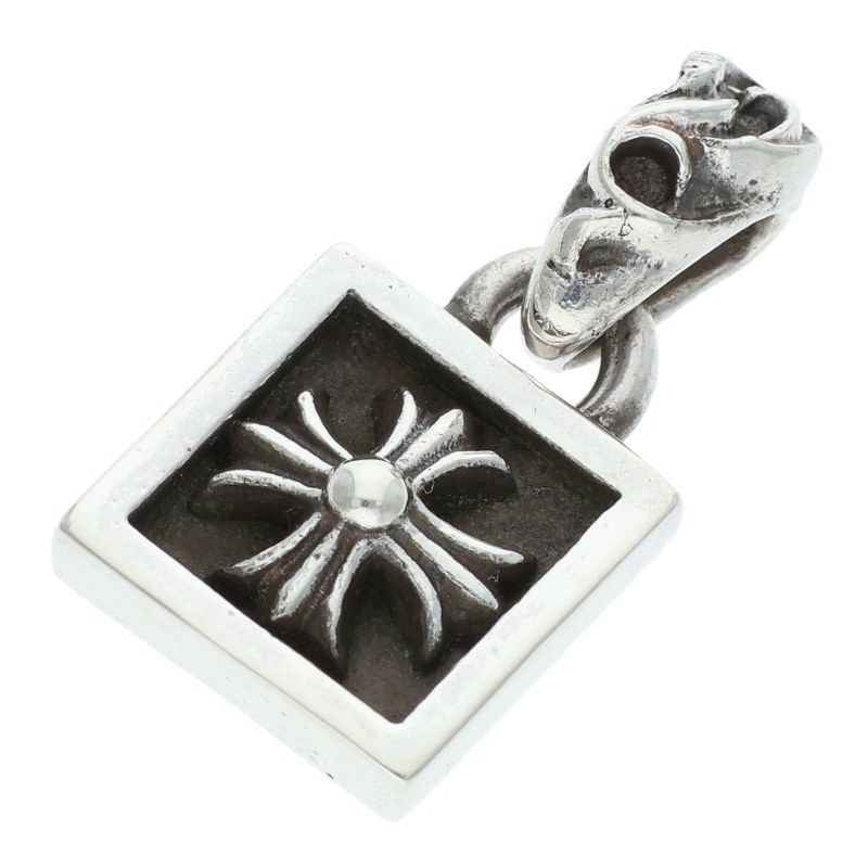Chrome Hearts Framed CH Plus Charm Silver Necklace Top