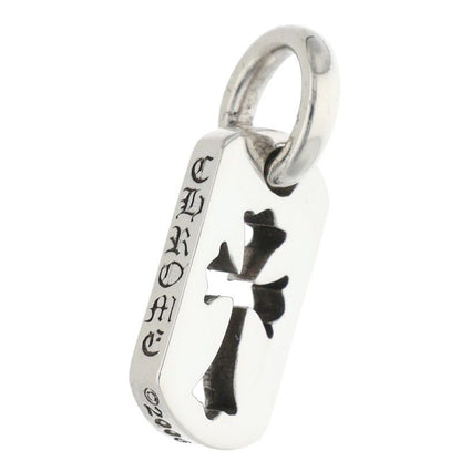 Chrome Hearts DT Tny CO Crs Tiny Cutout Cross Dog Tag Charm Silver Necklace Top — view 3