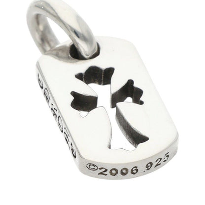 Chrome Hearts DT Tny CO Crs Tiny Cutout Cross Dog Tag Charm Silver Necklace Top — view 4