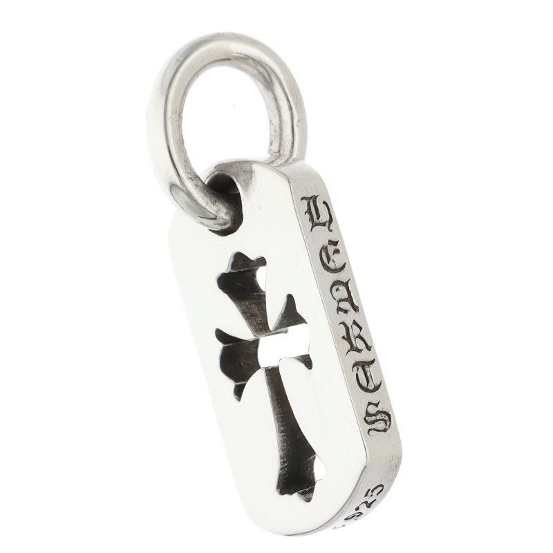 Chrome Hearts DT Tny CO Crs Tiny Cutout Cross Dog Tag Charm Silver Necklace Top — view 5