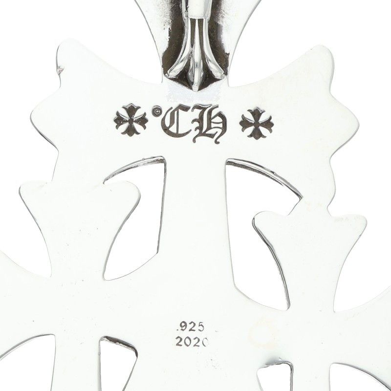 Chrome Hearts 3 CH Crs Lrg Triple CH Cross Large Silver Necklace Top — view 3
