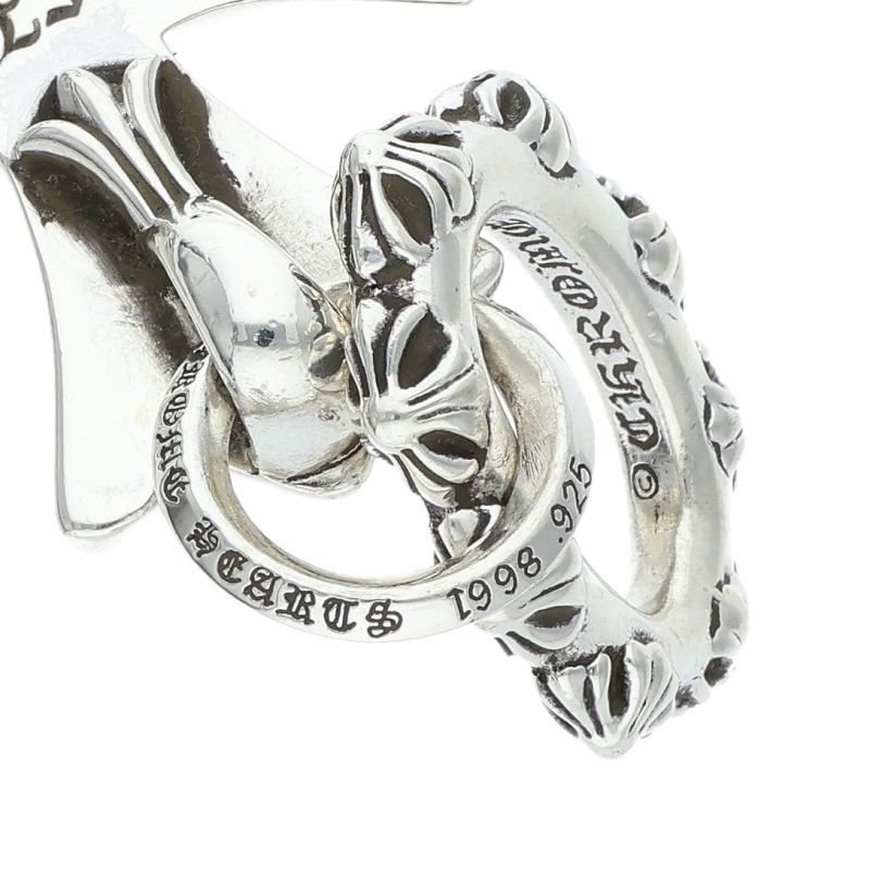 Chrome Hearts 3 CH Crs Lrg Triple CH Cross Large Silver Necklace Top — view 5