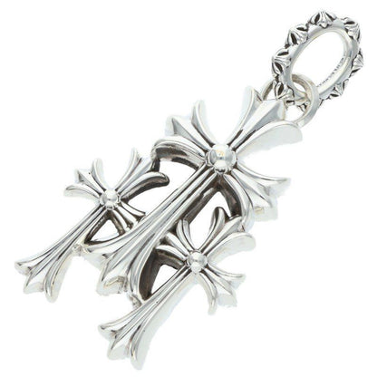 Chrome Hearts 3 CH Crs Lrg Triple CH Cross Large Silver Necklace Top