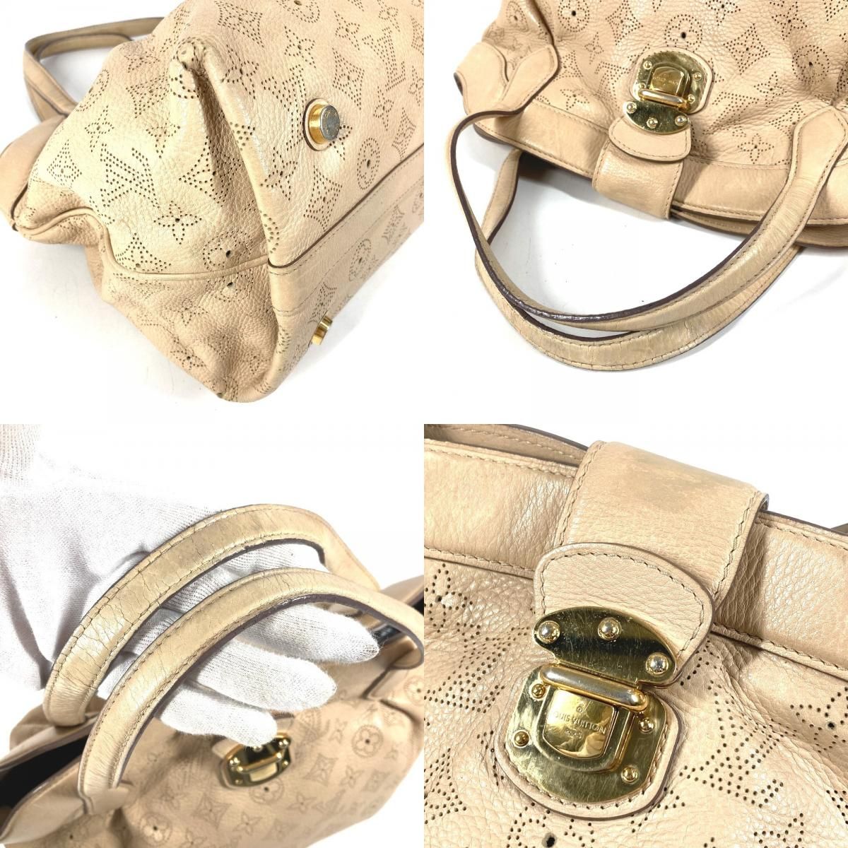 Louis Vuitton Handbag Seal PM Monogram Mahina Leather Beige — view 7