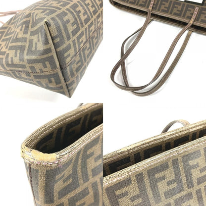 Fendi Shoulder Bag Cherry Blossom Zucca Logo Leather Brown — view 7
