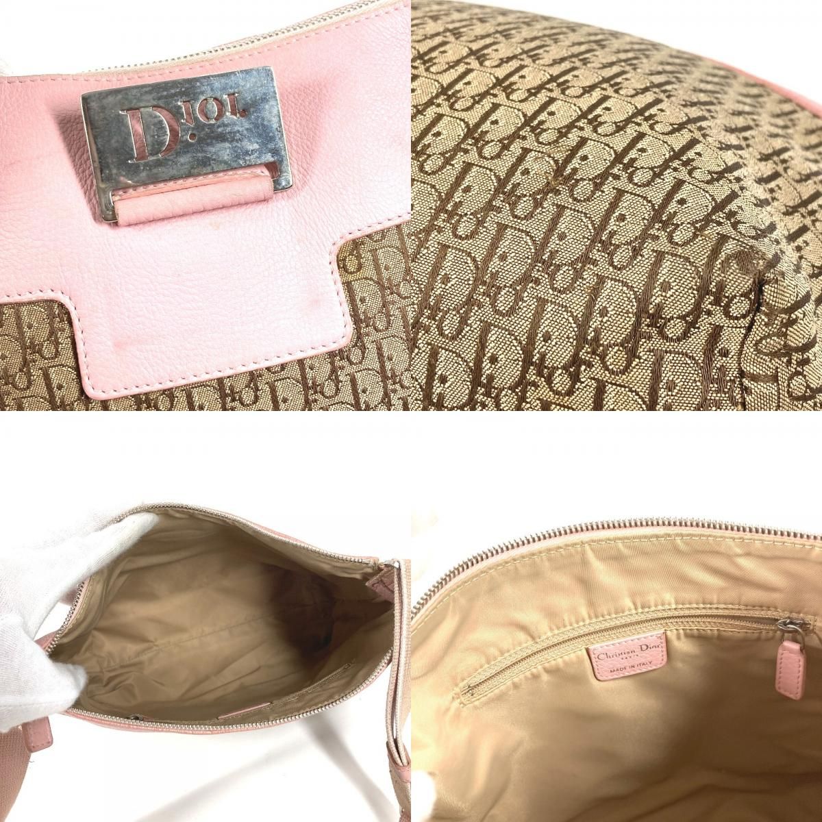 Dior Shoulder Bag Trotter Logo Diorissimo Leather Canvas Beige — view 8